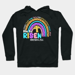 Rainbow Easter Trendy Tee He Is Risen Matthew 28 6 Christian Hoodie